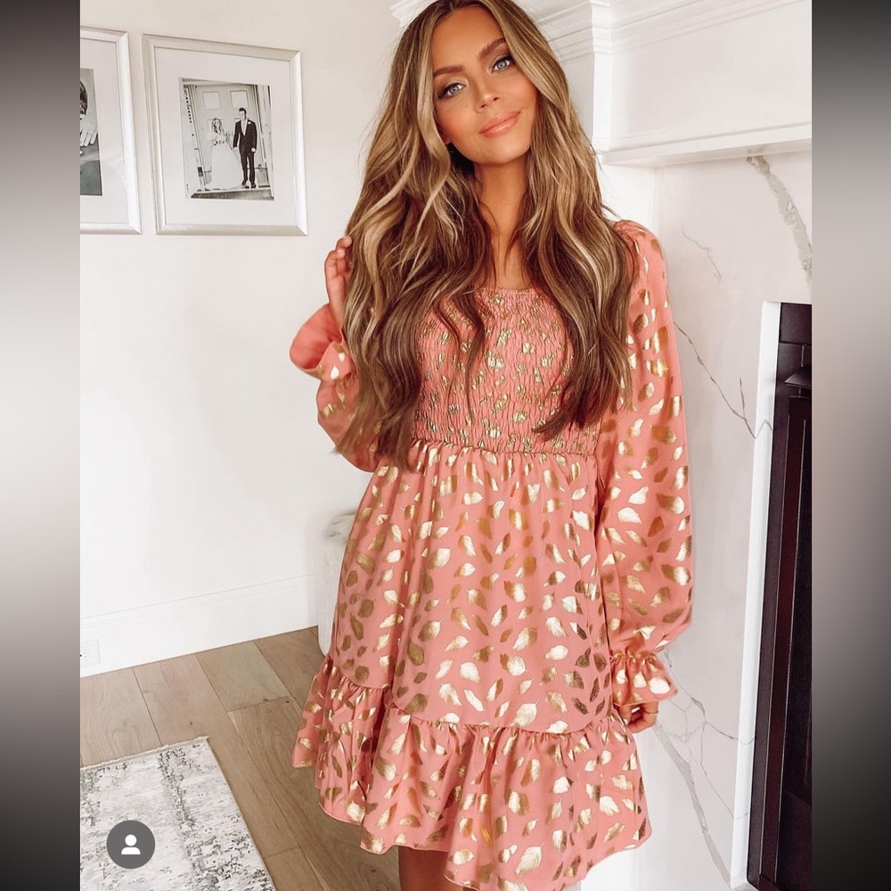 Hazel & Olive Feather Gold Foil Dress